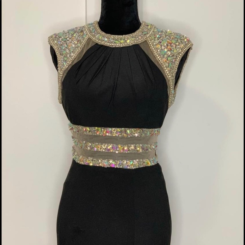 Black thigh slit gown/ evening dress